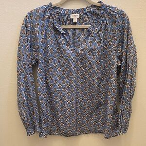 J. Crew Blue Patterned Blouse